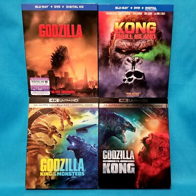 Monsterverse 4 Bluray Lot Godzilla Vs King Kong Skull Island of the Monsters 4K-image