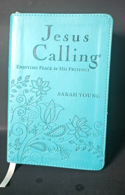 Jesus Calling by Sarah Young Teal Leatherbound Daily Scriptures-image