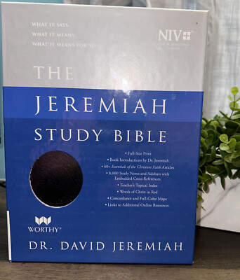 NEW The Jeremiah Study Bible NIV Black Full Print Leather Red Letter David-image