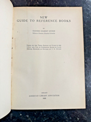 New Guide to Reference Books, by Isadore Mudge, 1923, Amer. Library Assoc.-image