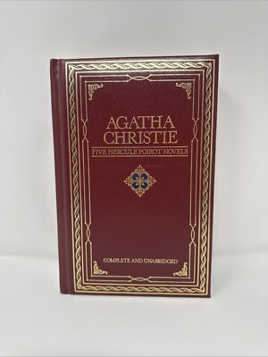 Five Hercule Poirot Novels Agatha Christie 1980 Chatham River Press Leather-image