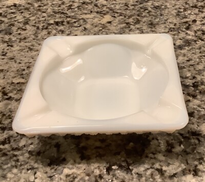 Vintage ~ Westmoreland Milk Glass Ashtray ~ Paneled Grape Design ~ 4