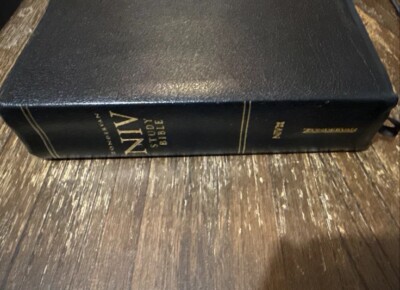 Zondervan NIV Study Bible Black Top Grain Leather w/box 2002 edition-image