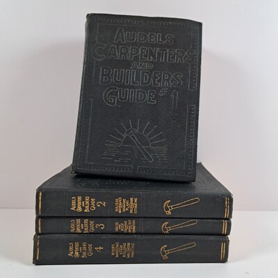 Vintage Audels Carpenters and Builders Guide Books Volume 1-4 Leather c1923-image