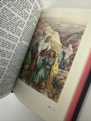 Holy Bible KJV Genuine Leather Red Letter Edition Concordance World Vintage-image