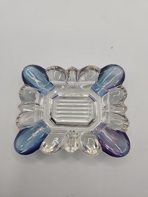 Small Westmoreland Clear with Blue Edge Ashtray 3.25