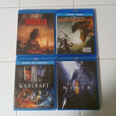 Lot Of 4 Blu Ray Movies Warcraft, Godzilla, Ninja, Monster Hunters-image