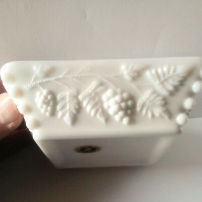 Westmoreland Milk Glass Grape Pattern Square 4