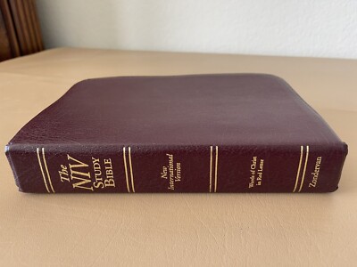 NIV Study Bible Zondervan 1995 New International Vers Leather Burgundy 10th Ann-image