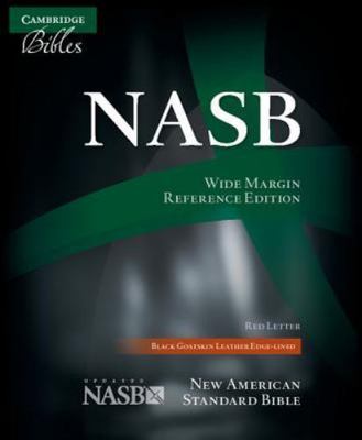 NASB Aquila Wide Margin Reference Bible, Black Goatskin Leather Edge-lined, Red--image