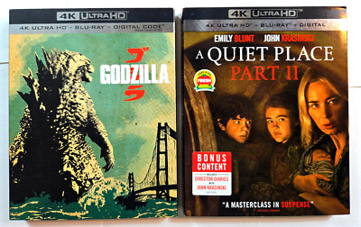 Godzilla (2014) 4K (New) / A Quiet Place Part II 4K (Like-New) 4K+Slip Cover-image