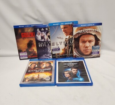 GODZILLA ELYSIUM MARYIAN DIVERGENT EXPLODING SUN BLU RAY DVD lot 6*-image