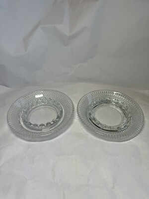 2 Vtg Mid-Century Modern English Hobnail Ashtray Westmoreland Glass Crystal 6