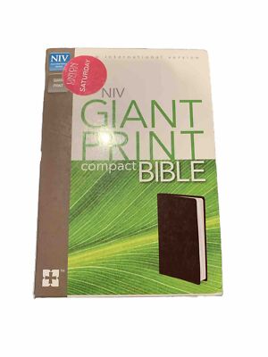 2011 NIV Giant Print Compact Bible Single-Column Text Burgundy Faux Leather GOOD-image