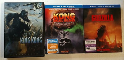 King Kong, Kong Skull Island, Godzilla DVD Blu-ray Lot Of 3-image