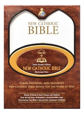 New Catholic Bible--Medium Print (White) (Leather / Fine Binding)-image