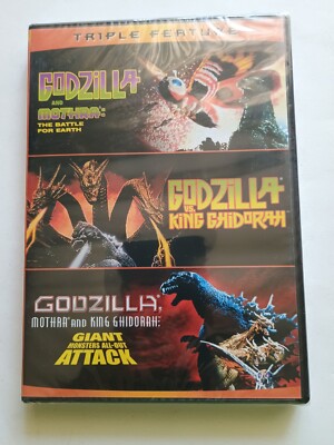 TRIPLE FEATURE GODZILLA Mothra King Ghidorah Japanese Monster Movie DVD SET New-image
