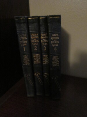 AUDEL'S CARPENTERS & BUILDERS GUIDE 4 BOOK SET 1923 LEATHER COVER GOLD EDGES-image