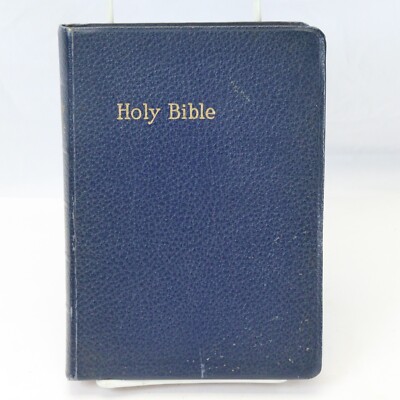 Holy Bible KJV Personal Size American Bible Society 1957 Blue Faux Leather-image