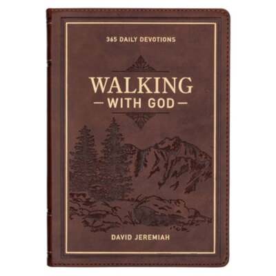 Devotional Walking with God Large Print Faux Leather by David Jeremiah: Used-image
