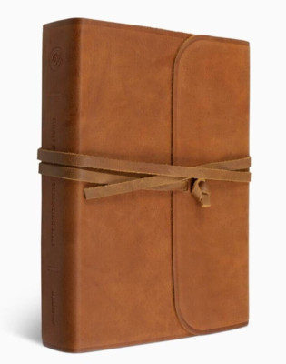 ESV Single Column Journaling Bible, Large Print, Natural Leather, Flap w/ Strap-image