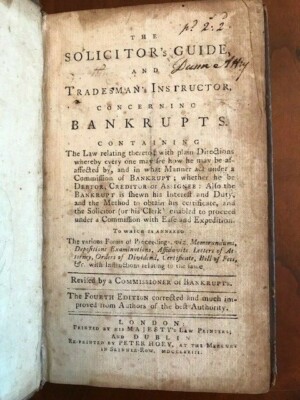 1773 The Solicitor's Guide & Tradesman's Instructor, Concerning Bankrupts SCARCE-image