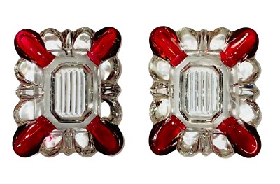 Vintage 2 Westmoreland Ruby Flashed Glass Small Ashtrays 3¼x 2 ¾ x 3/4 inch-image