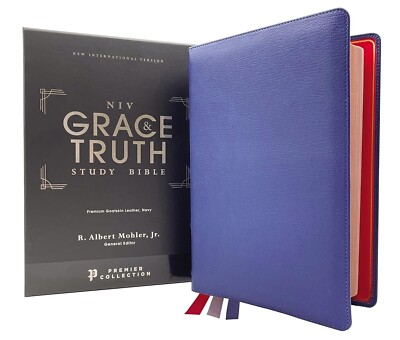 NIV Grace & Truth Study Bible  - Navy Genuine Goatskin Leather - $279.99 Retail-image