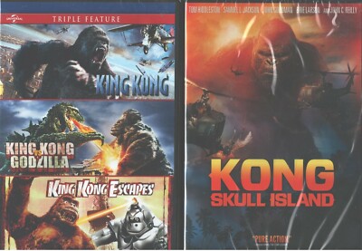KING KONG 4 PACK-Peter Jackson's-Skull Island-Escapes-Vs Godzilla-NEW 4 FILM DVD-image