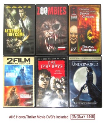 Lot of 6 Horror DVD's - Lost World, Godzilla, Zoombies, After Dusk, Underworld +-image