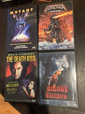 Lot of 4 Horror/Sci-fi Dvds Godzilla 2000 Mutant Death Loss Bloody Vampire-image