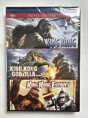 KING KONG TRIPLE FEATURE King Kong vs Godzilla Kong Escapes DVD (2014) New Seald-image