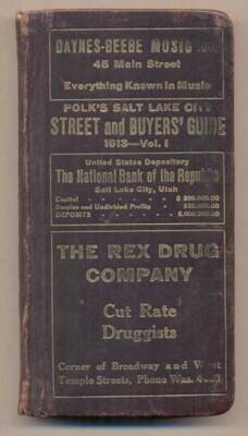 F W Sudbury / R L Polk & Co's Salt Lake City Street & Buyers Guide Vol I 1913-image