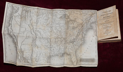 XRARE 1823 GAZETEER UNITED STATES AMERICA TRAVELLERS GUIDE W/MAP ATLAS BEAUTY!!-image