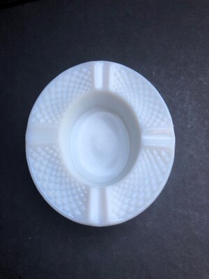 Westmoreland Milk Glass English Hobnail Pattern Oval Hat Style Ashtray-image