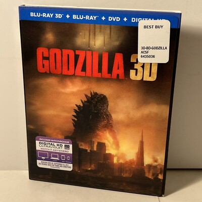 Godzilla Blu-ray 3D/Blu-ray/Dvd 3-Disc Like New-image