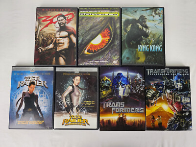 Lot of 7 DVDs Tomb Raider 1&2, King Kong, Godzilla, 300, Transformers 1&2-image