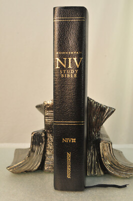 NIV Study Bible Black Top Grain Leather, Revised Edition 2002 Zondervan USA-image