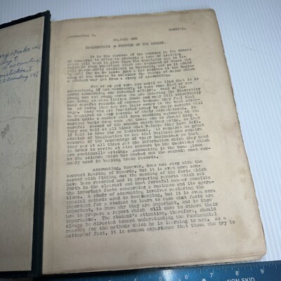 1920’s Accounting Text Book Loose Leaf Leather Tied Cover With Examples In Text-image