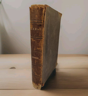 German To English Dictionary Lexicon 1903 leather Bound Rare Antique -image
