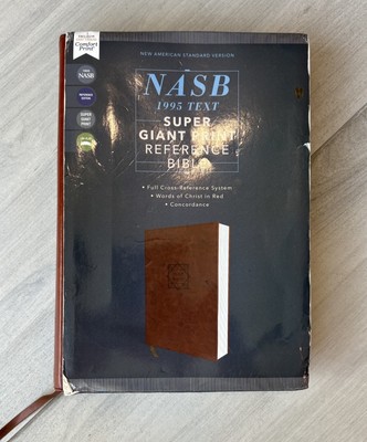 NASB 1995 Text SUPER GIANT PRINT Reference Holy Bible Brown Leather-image