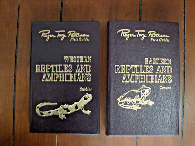 2 Easton Press leather Eastern & Western Reptiles and Amphibians Peterson Guides-image