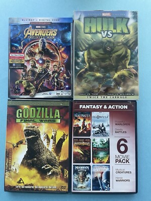 DVD LOT-Hulk Vs./Avengers Infinity War/Godzilla Final Wars/Fantasy&Action 6 pack-image