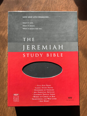 The Jeremiah Study Bible, NKJV: Genuine Black Leather: What It Says. David VG+-image