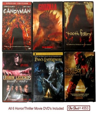 6 Horror DVDs Candyman, Tooth Fairy, Godzilla, Labyrinth, Urban Legends, Hellboy-image