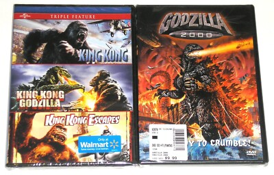 Sci-Fi Action DVD Lot - King Kong Triple Feature / Godzilla 2000 (New)-image