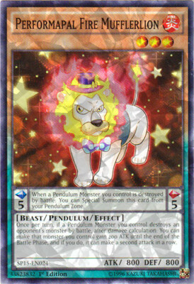 3 x Performapal Fire Mufflerlion - SP15-EN024 - Shatterfoil - 1st Edition Near M-image