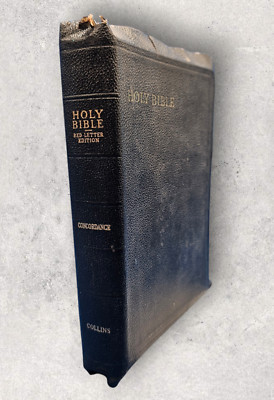 Holy Bible Red Letter Edition Concordance, VTG 1950s Collins Clear-Type Press-image