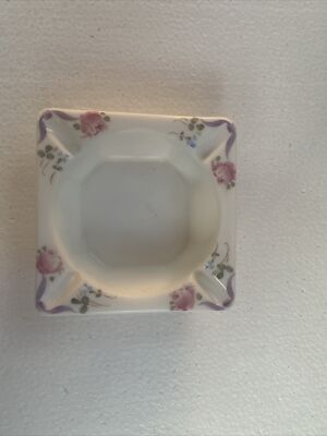 Vintage Westmoreland milk glass ashtray painted flowers raised grapes 5