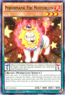 Performapal Fire Mufflerlion - SP15-EN024 - Common - 1st Edition x3 - Near Mint-image